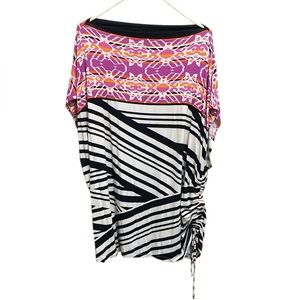 Ruby Rd.Vibrant Pink and Black Striped shirt